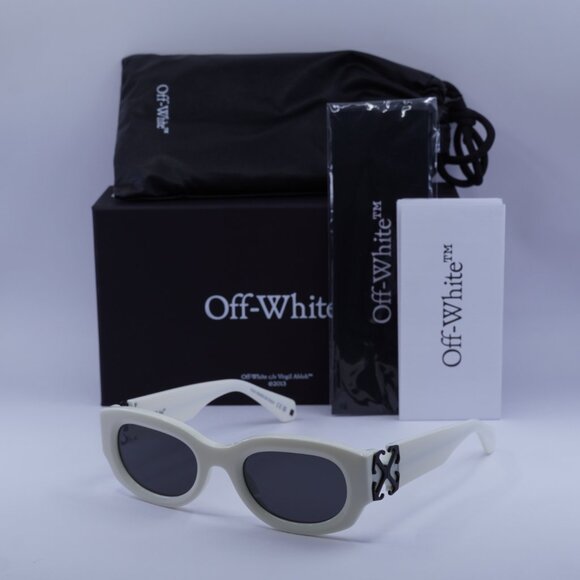 Off-White OERI14E PALMER 0107 Oval Sunglasses – White/Grey - Picture 4 of 10